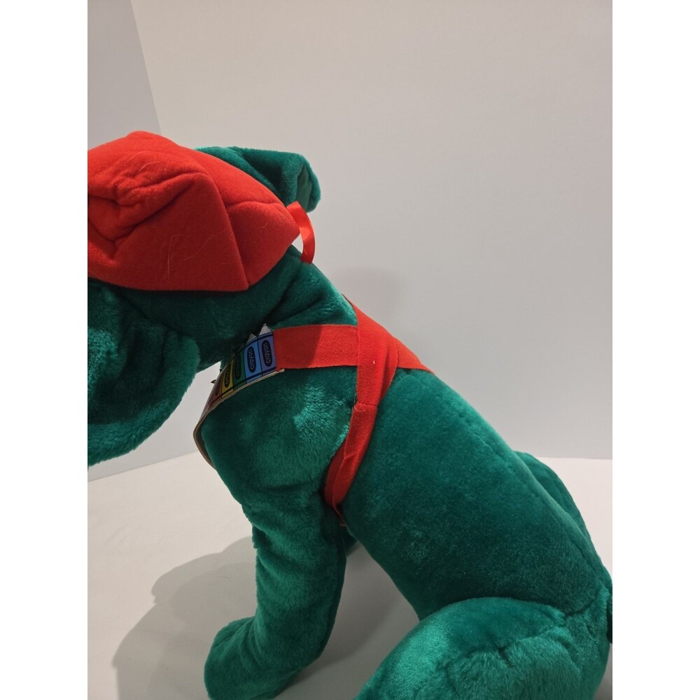 Vtg 24" Nanco 2000 Bright Green Chihuahua Plush Dog Crayon Bandolier Red Beret - Picture 6 of 12